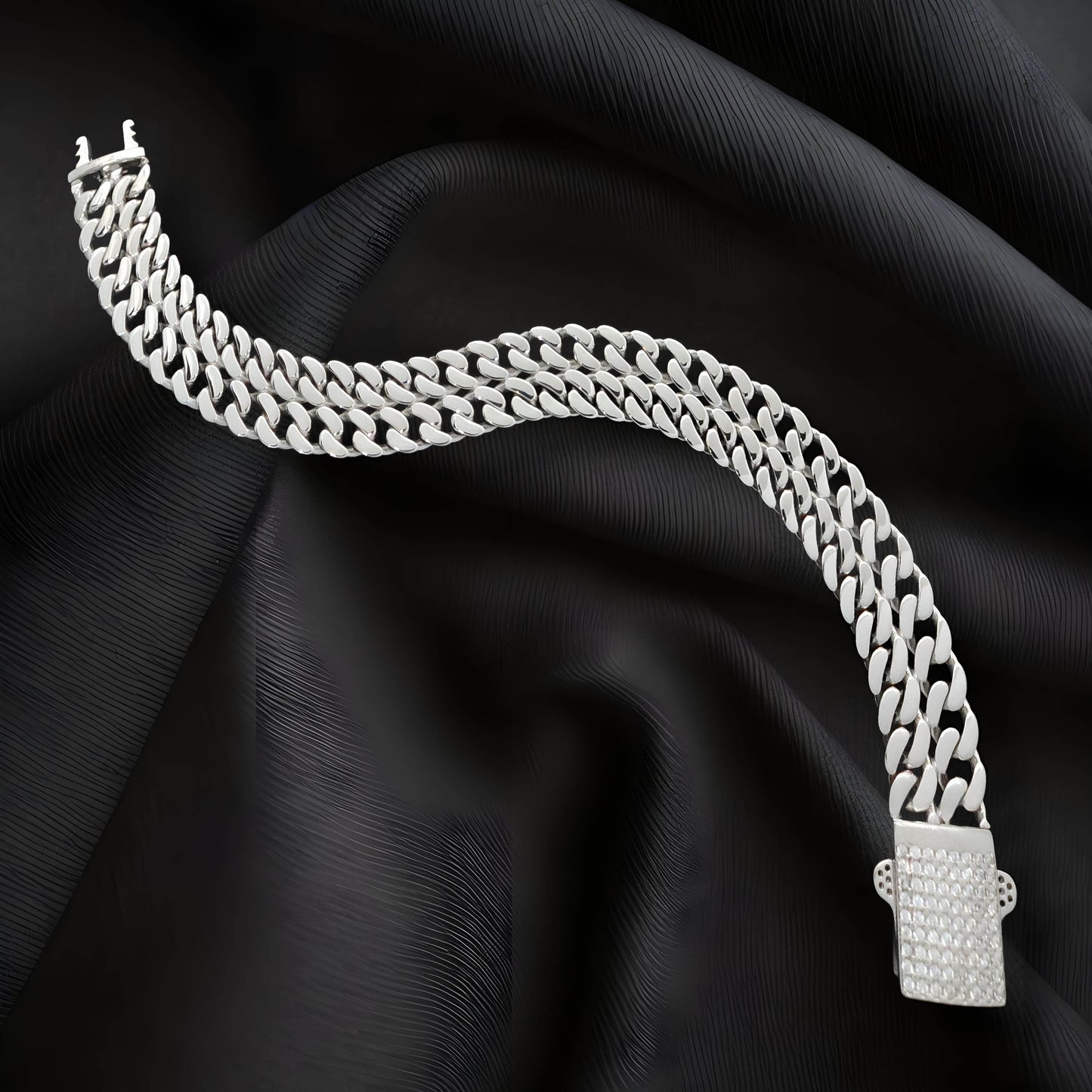 انسيال فضة فاخر للنساء والرجال مرصع بأحجار الزركون