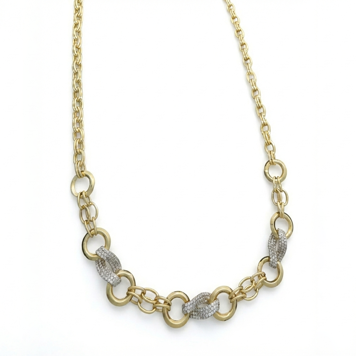 Silver Luxe Chain Wrap Necklace for woman - Gold plated with zircon stones