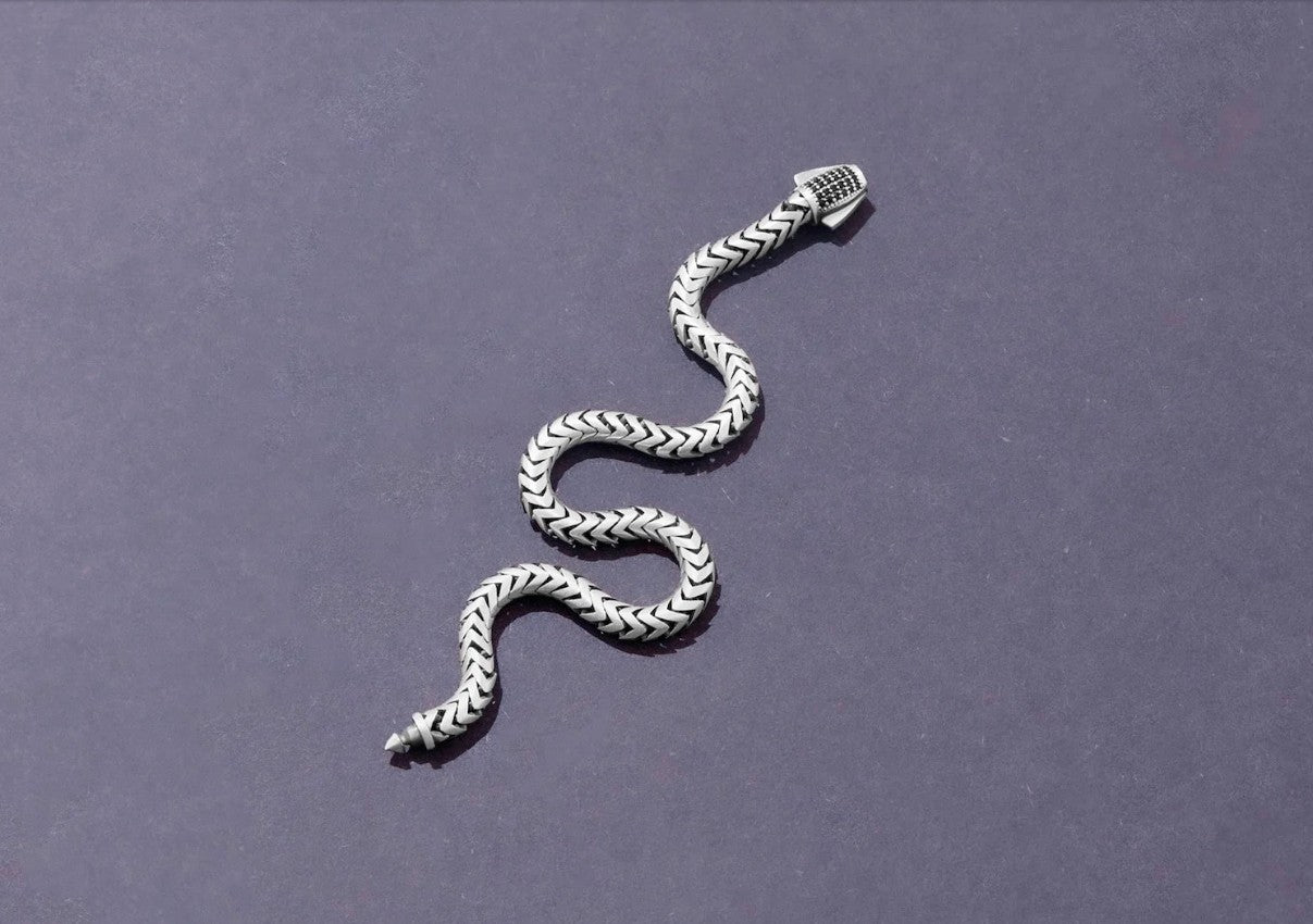 انسيال من الفضة عيار 925 بتصميم حافة الأفعى للرجال