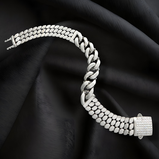 Luxury Women & Men Silver Miami Cuban Chain Bracelet with zircon stones