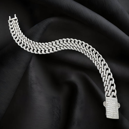 Luxury Women & Men Silver Bracelet with zircon stones
