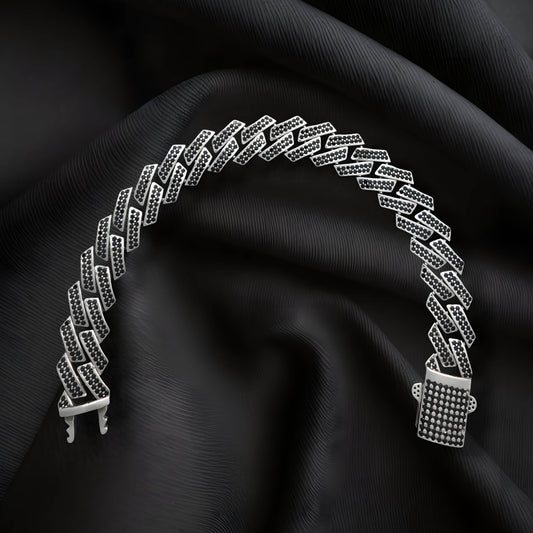 Men's Bracelet Silver 925, Black and Silver