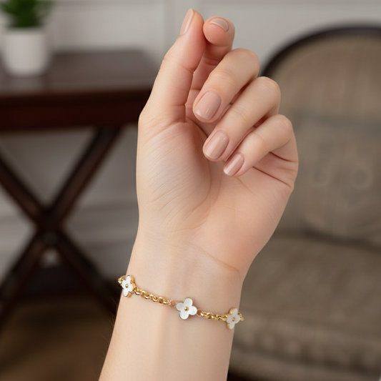 Silver Bracelet - White Van Cleef - Gold Plated
