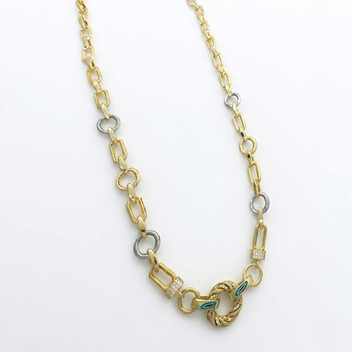 Silver Necklace For woman - Gold plated with Zircon stones