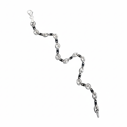 Men's Silver Coffee Bean Chain Bracelet Hip Hop for Men