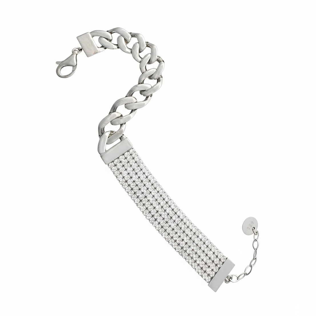 Silver Bracelet - Tennis with Silver Chain
