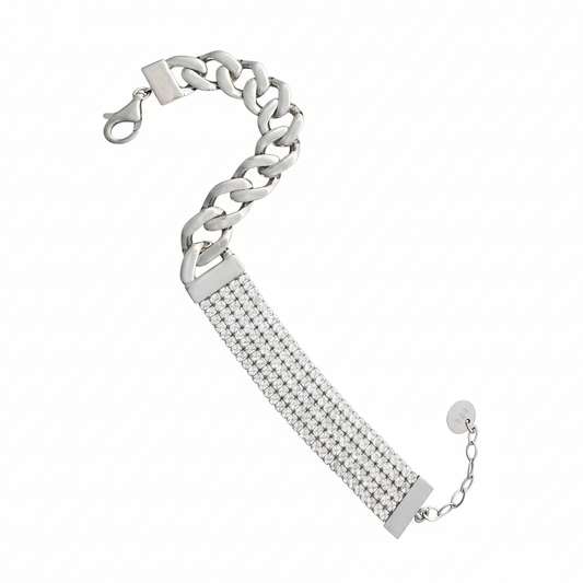 Silver Bracelet - Tennis with Silver Chain
